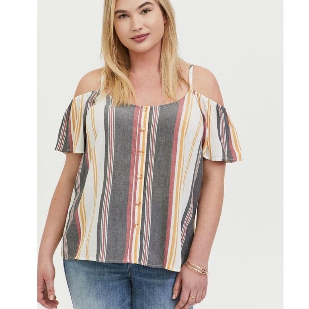 Torrid 3X striped cold shoulder blouse